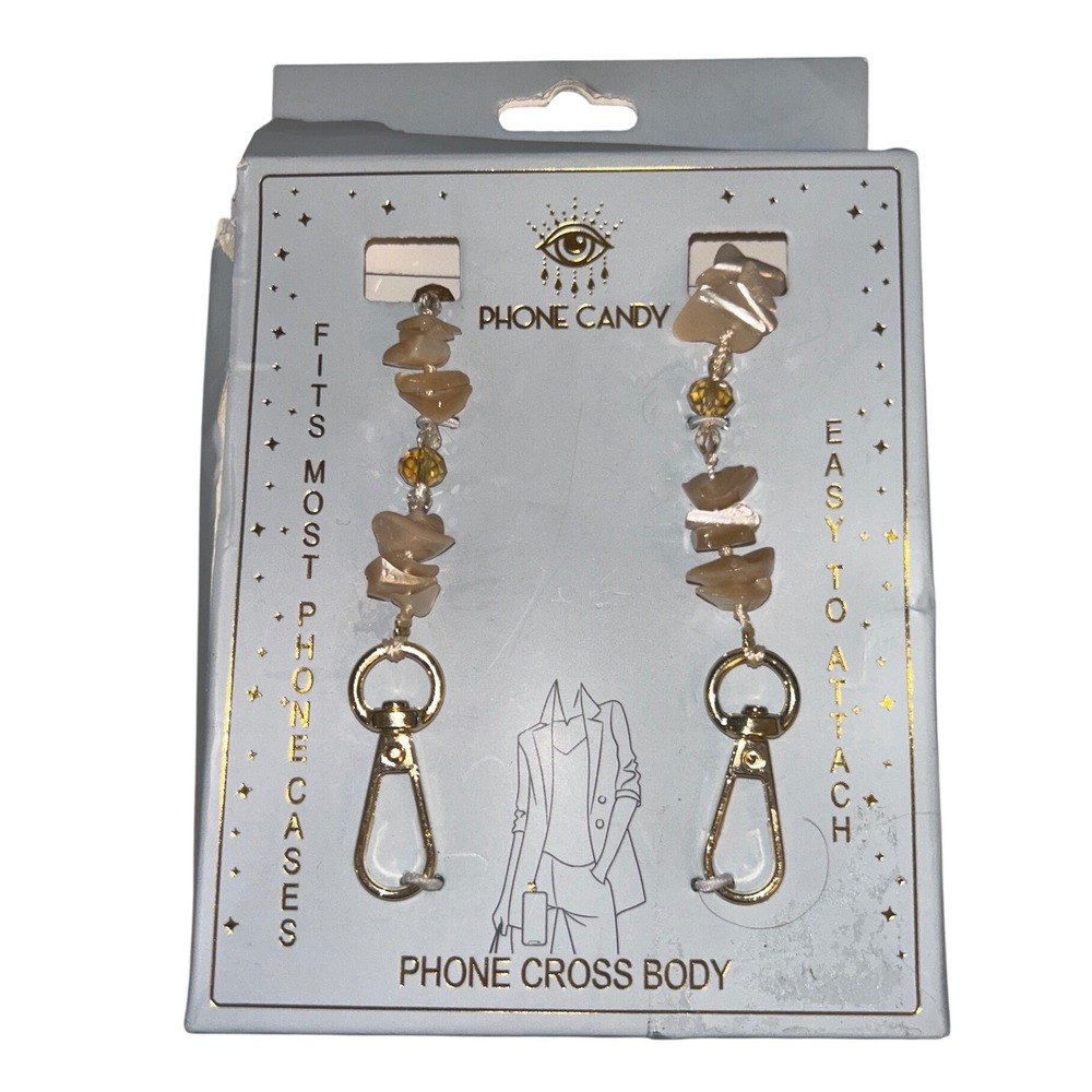 Phone Candy Crossbody Phone Strap Stone Chip Tan Gold Tone Hardware New